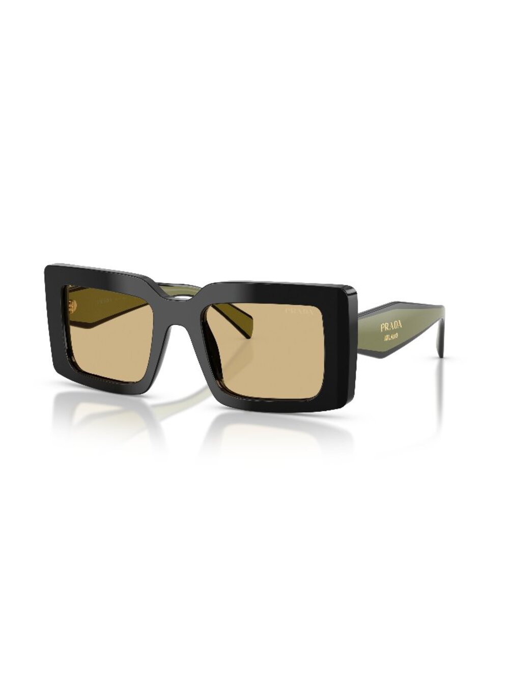 New Prada Women's Sunglasses Black Yellow Lens Acetate Frame PR D01S 03K10R 52